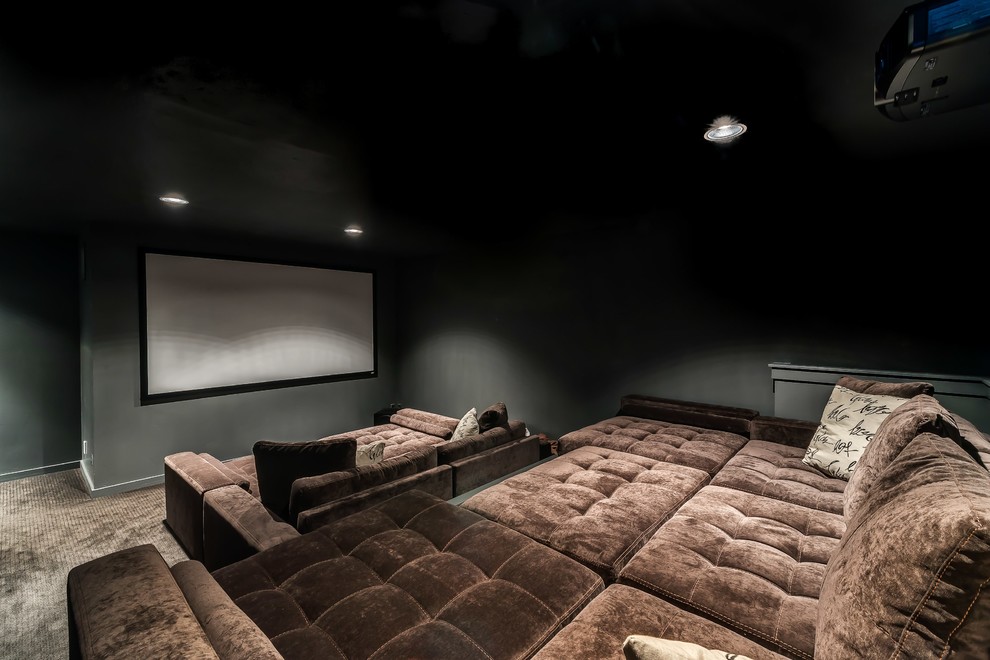 The Soho Industrial Home Theater Boise by Tradewinds General Contracting, Inc. Houzz