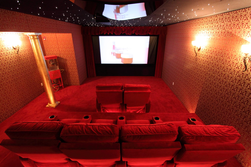 This is an example of a modern home cinema in New York.