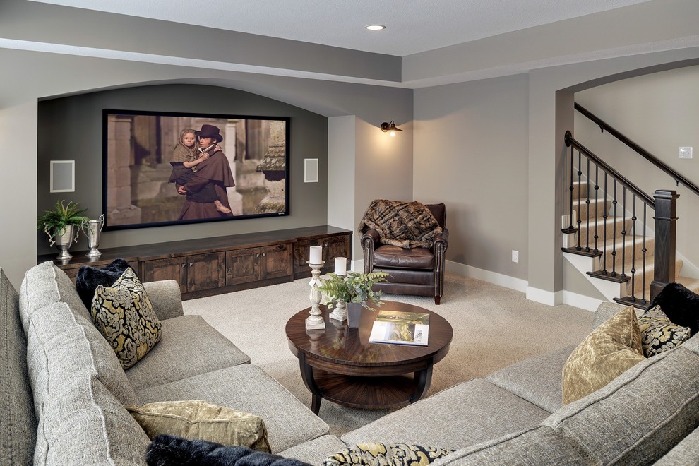 Transitional home theater photo in Minneapolis