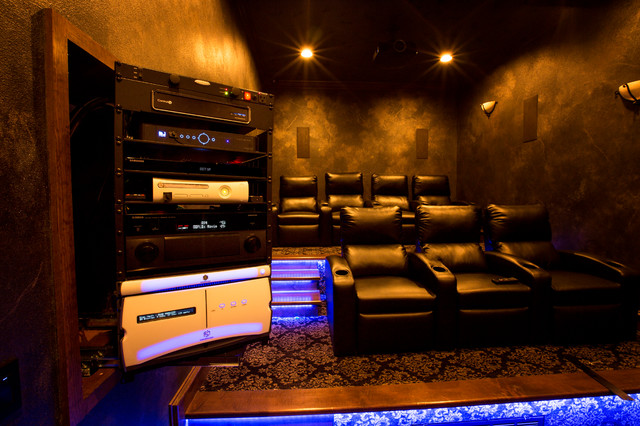 Theater Room With Slide Out Rack