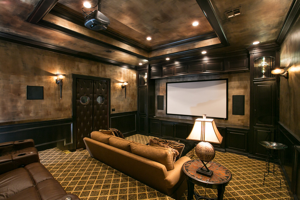 Home theater - mediterranean home theater idea in New Orleans