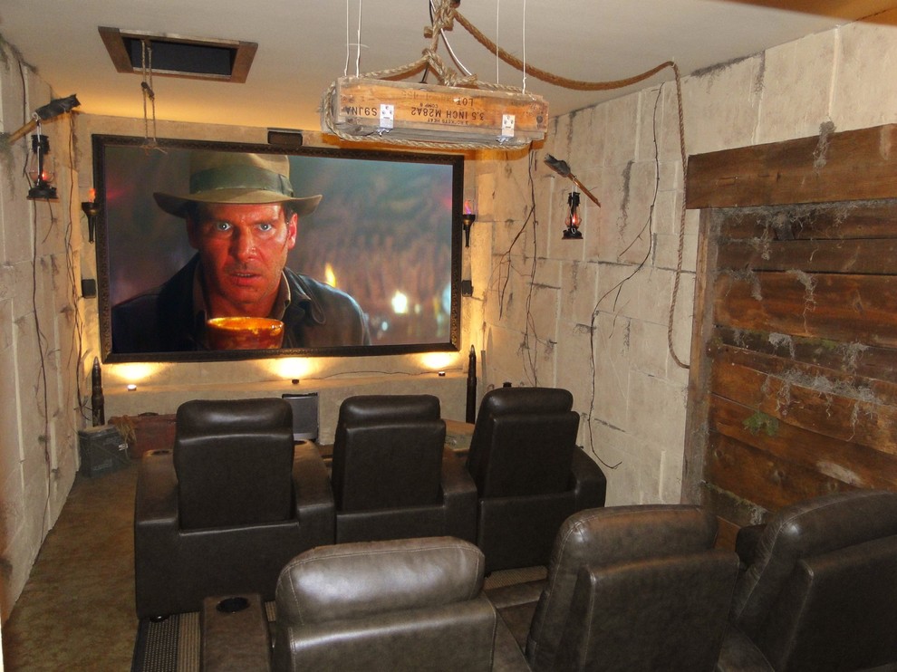 This is an example of a contemporary home cinema in Phoenix.