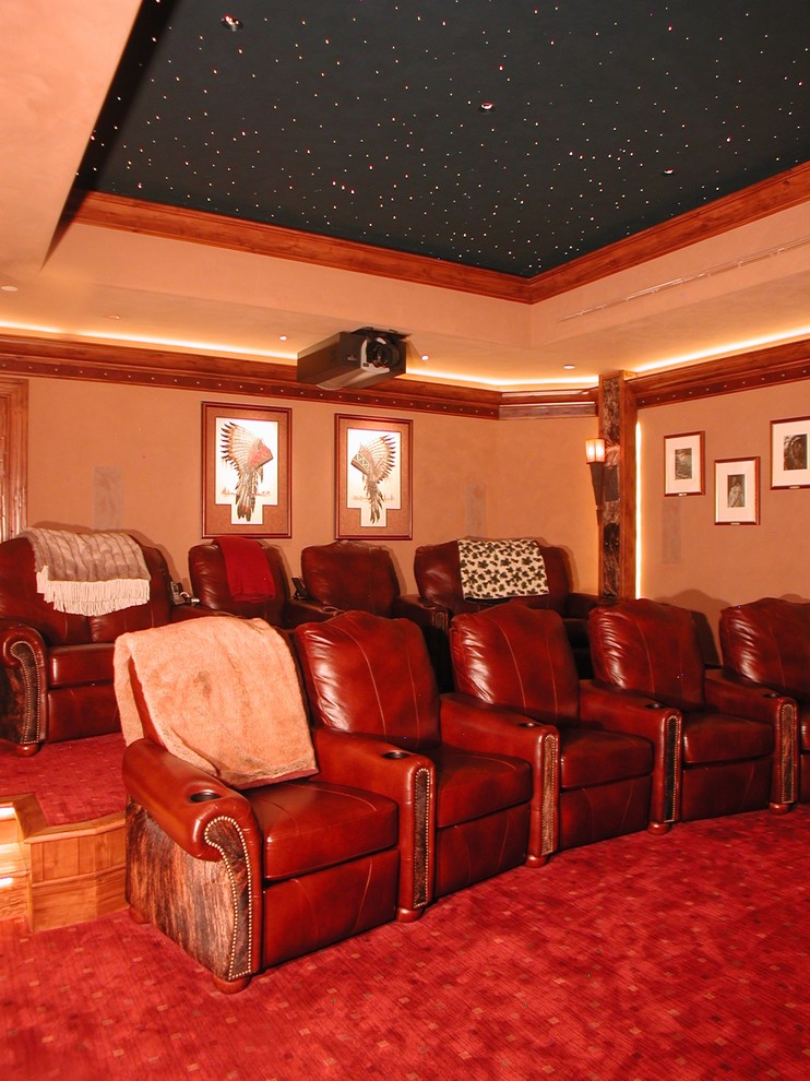 Inspiration for a timeless home theater remodel in Denver