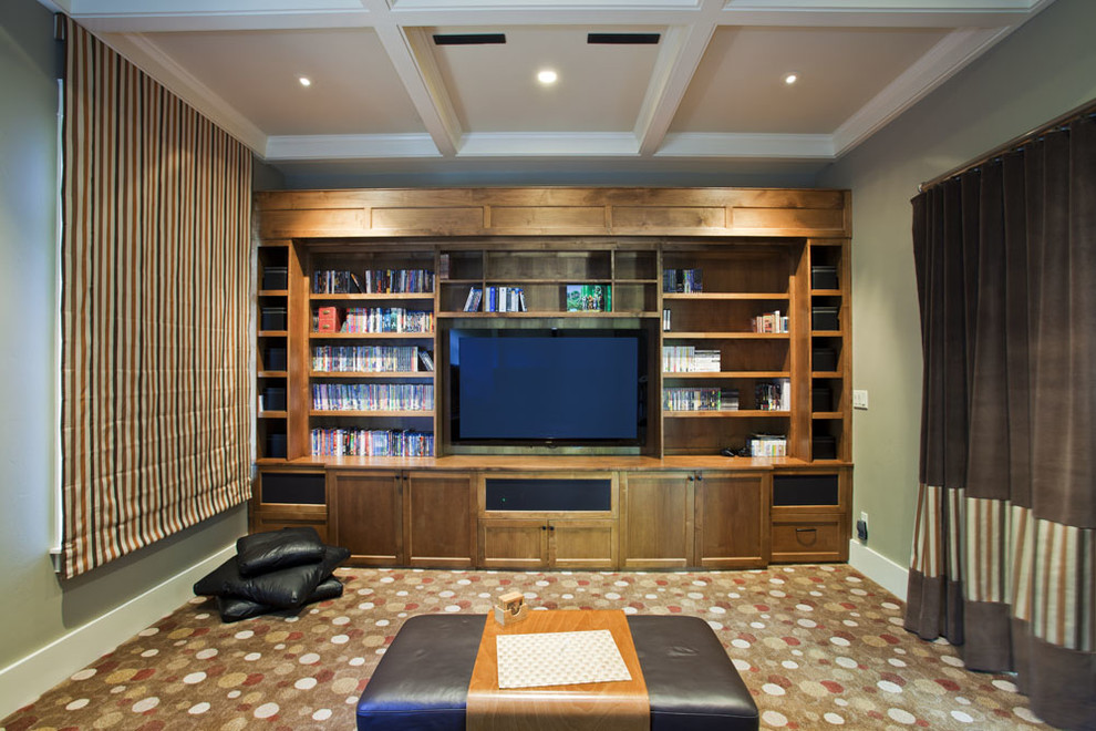 Arts and crafts home theater photo in San Francisco
