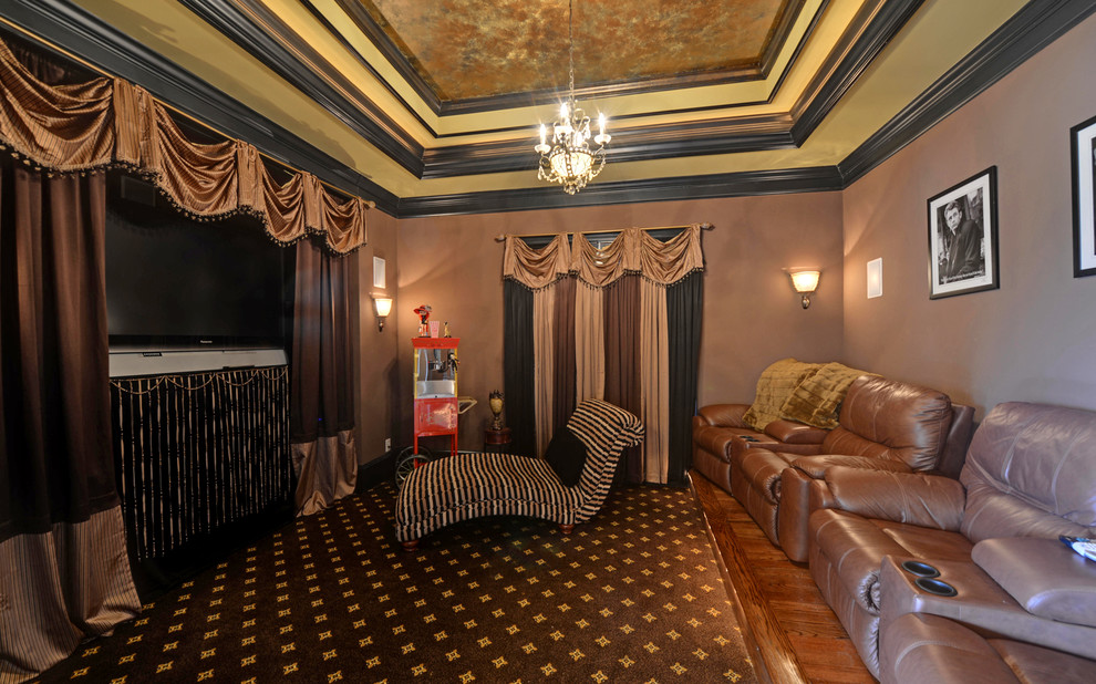 Example of a tuscan home theater design in Atlanta