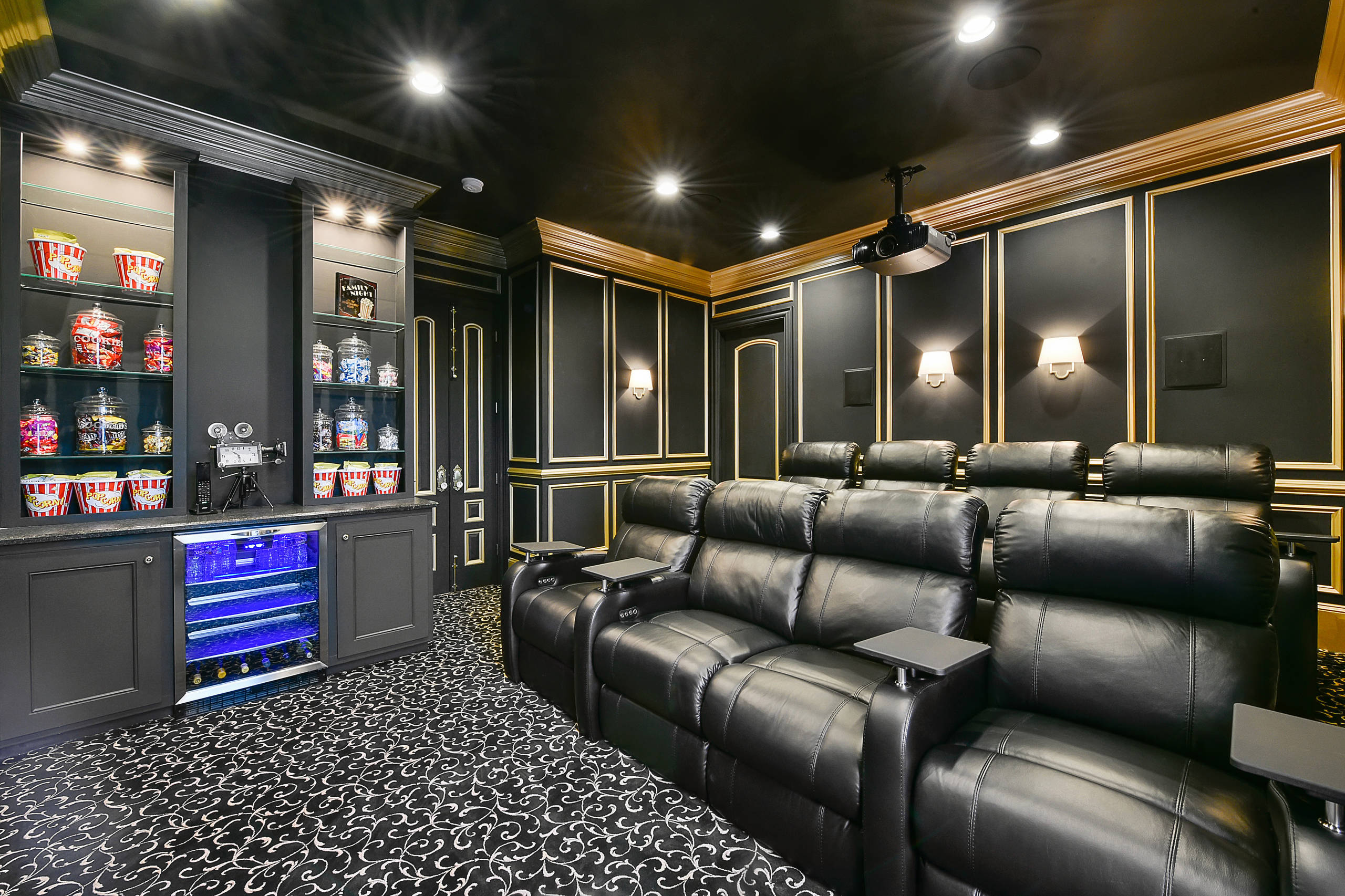 75 Home Theater with Black Walls Ideas You'll Love - April, 2024