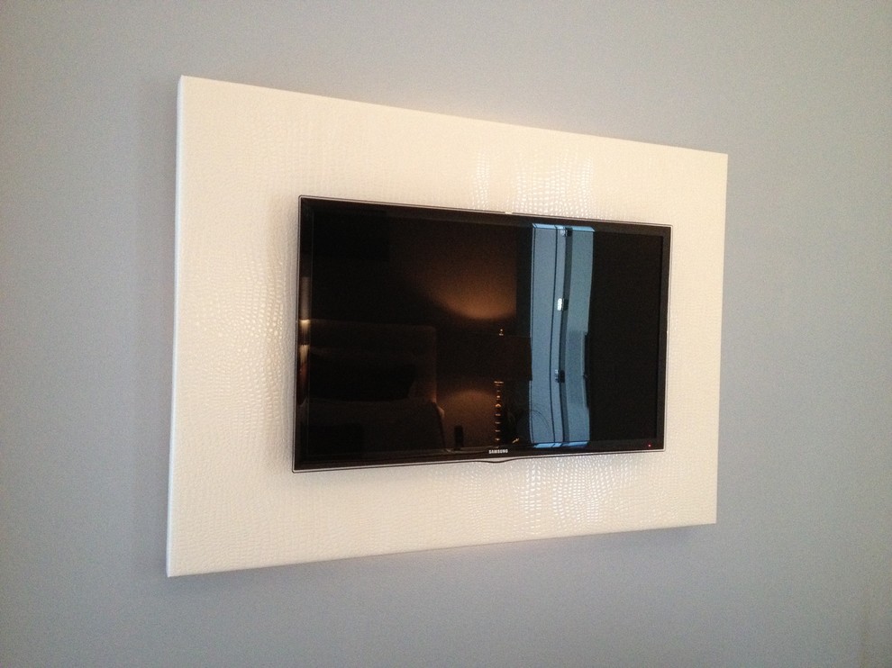TV Backboards Modern Home Theater Houston by Mauricio Nava