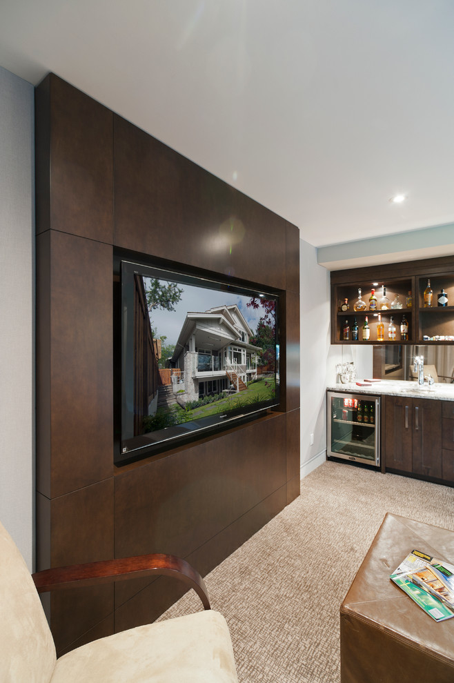TV Transitional Home Theater Vancouver by Old World Kitchens & Custom