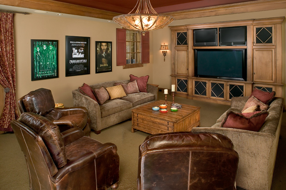 Inspiration for a timeless home theater remodel in Grand Rapids