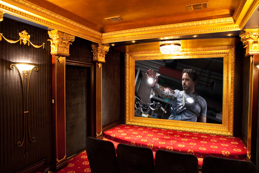Exemple d'une salle de cinéma chic.