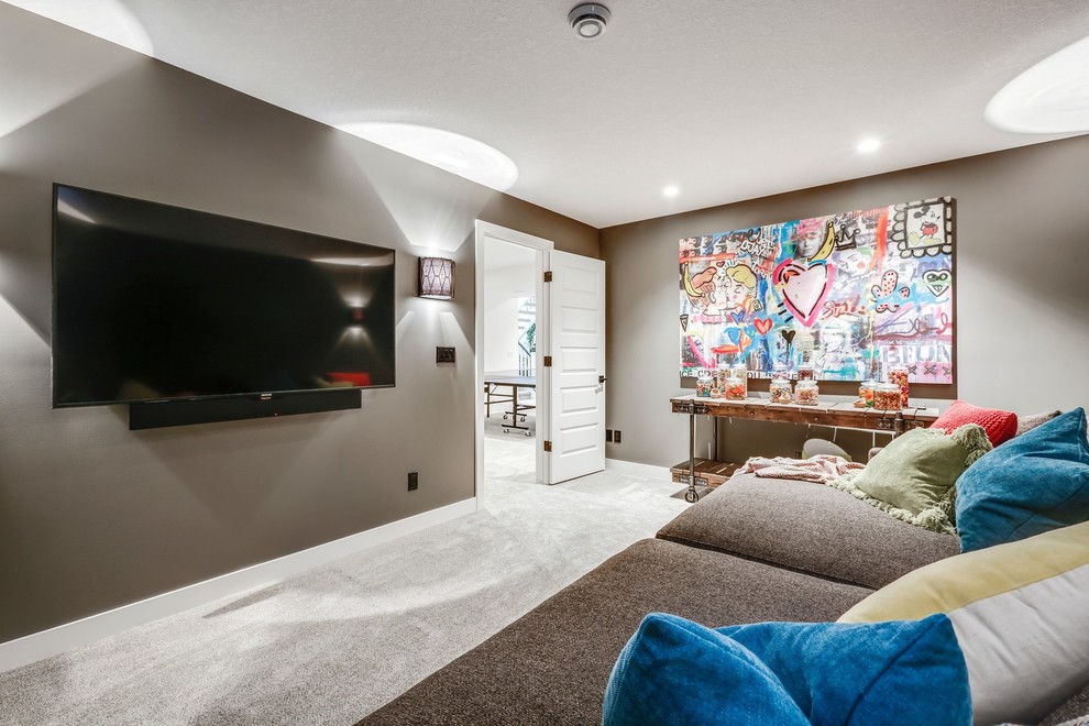 This is an example of a modern home cinema in Calgary.
