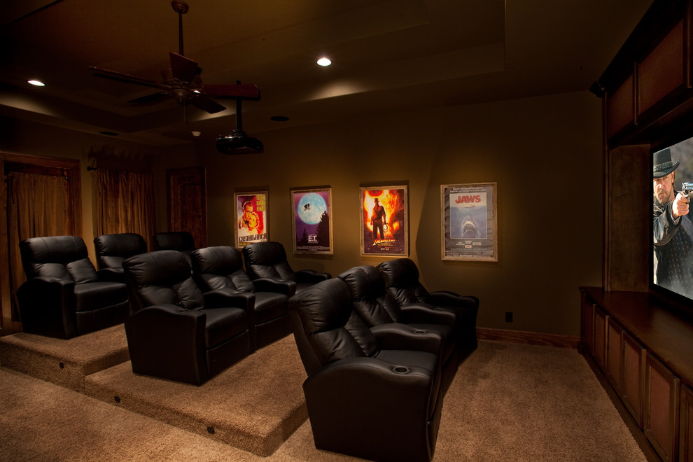 Home theater - traditional home theater idea in Austin