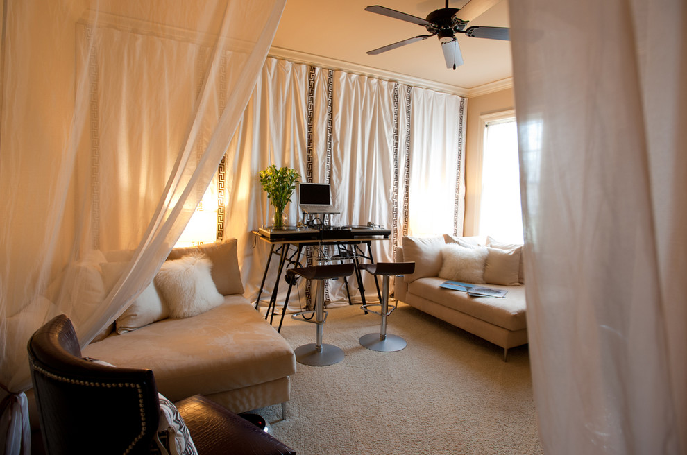 Home theater - transitional home theater idea in New Orleans