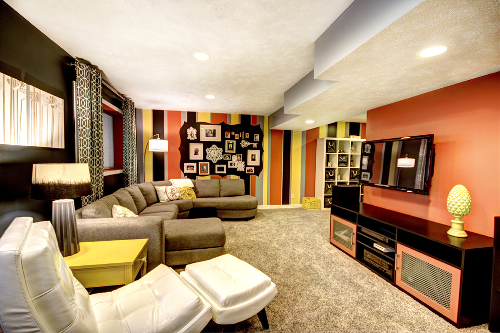 Design ideas for an eclectic home cinema in Grand Rapids.