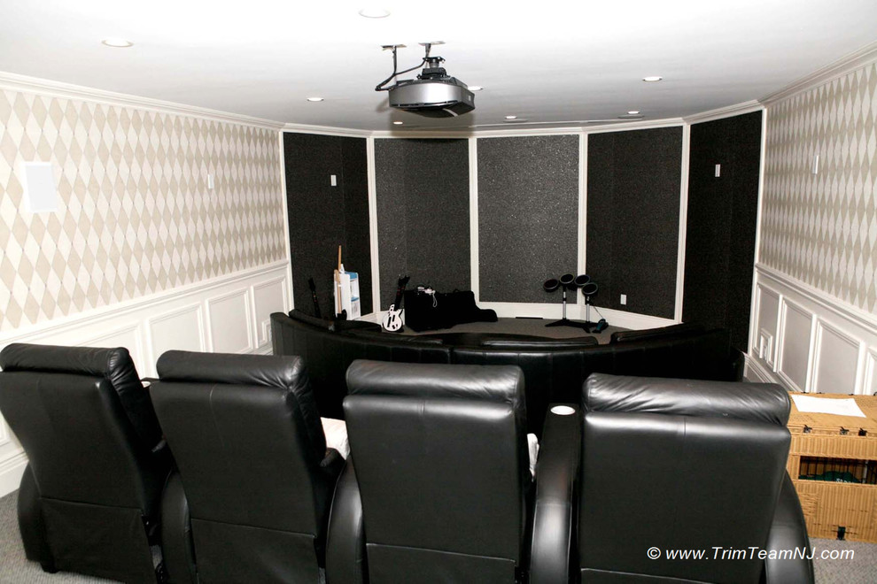 Wainscot and Picture Frames Traditional Home Theater New York