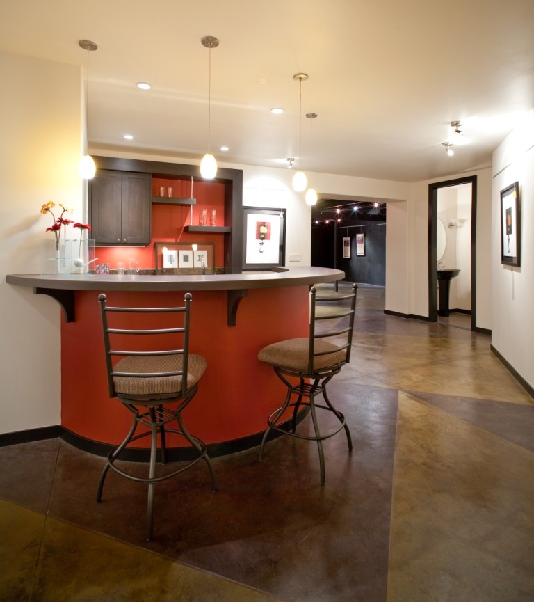 Wet Bar Contemporary Home Theater Denver by Aneka Interiors Inc