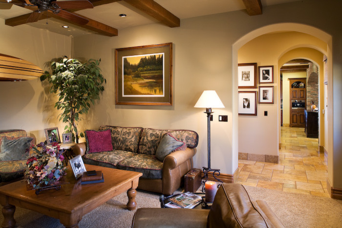 Example of a tuscan home theater design in San Diego