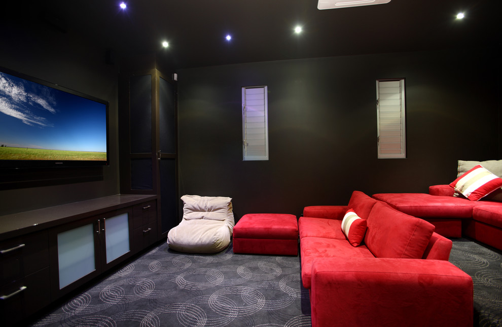 Contemporary home cinema in Brisbane.