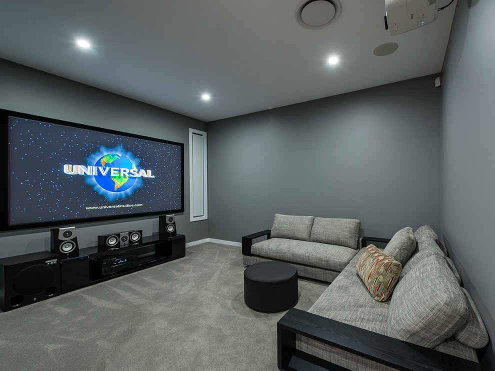 This is an example of a contemporary home cinema in Brisbane.
