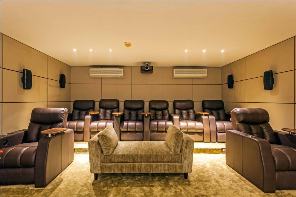South Delhi Contemporary Home Theater Delhi by GC Design Studio