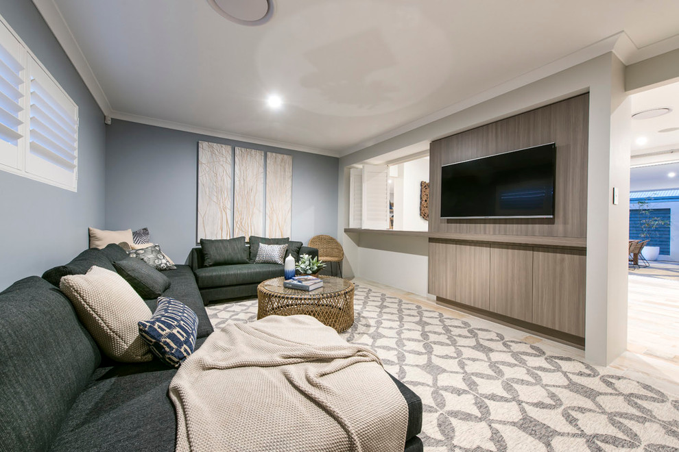 The Hampton Beach Beach Style Home Theater Perth by Jodie