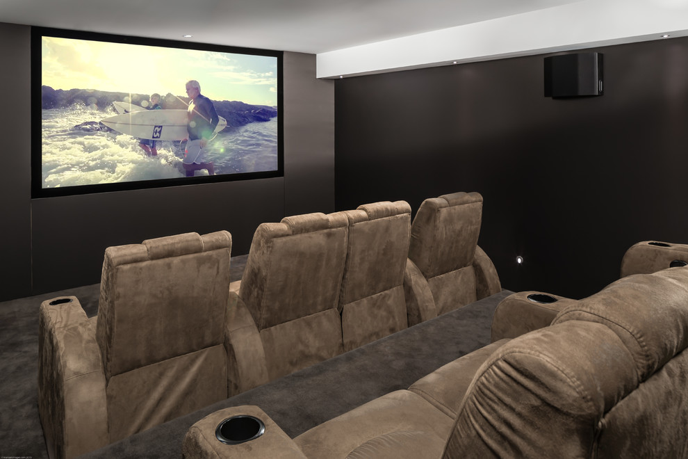 Design ideas for a home cinema in Sunshine Coast.