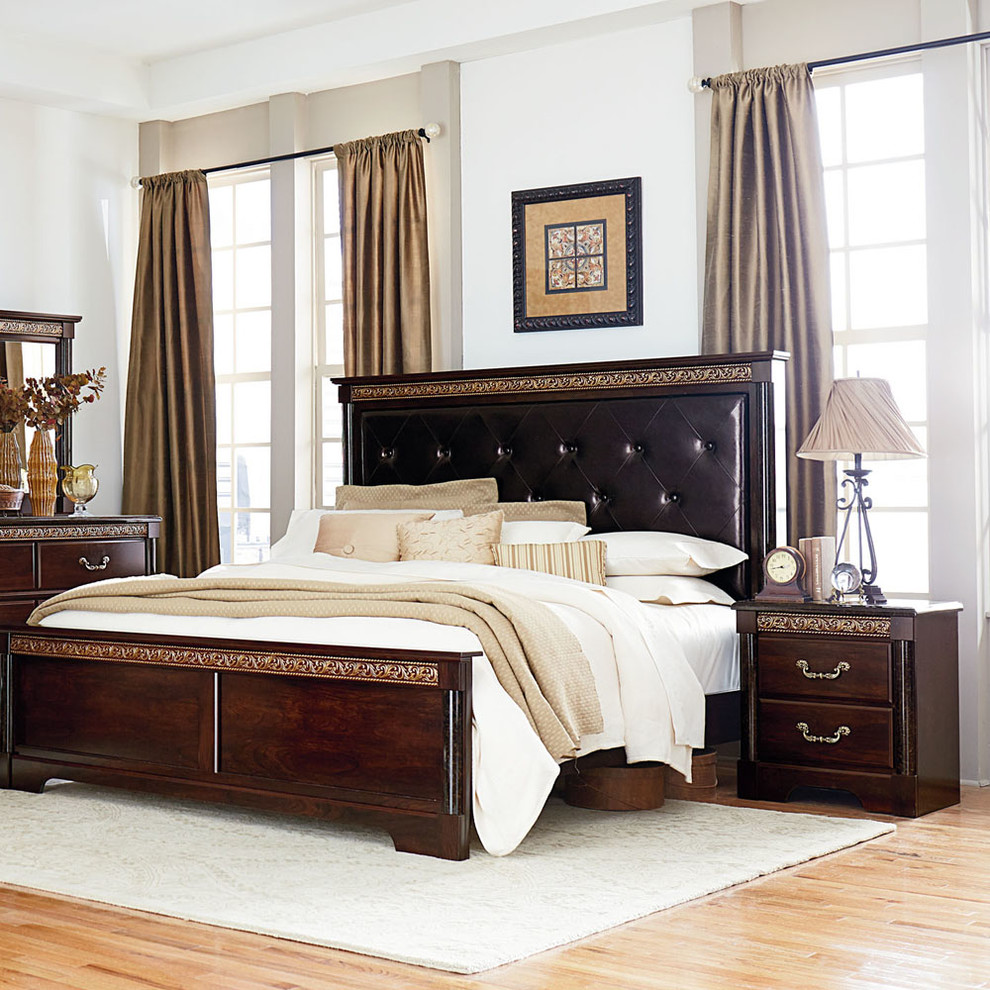 Standard Furniture Venetian 2 Piece Panel Bedroom Set w/ Upholstered Headboard i