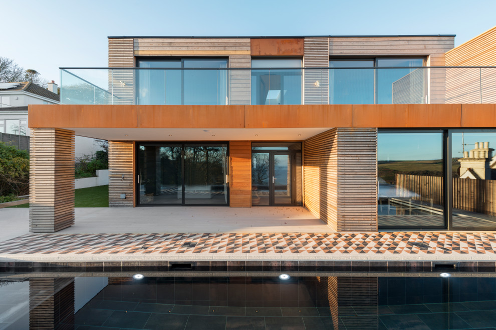 Beechwood rear view Beach Style Exterior Devon by VESP