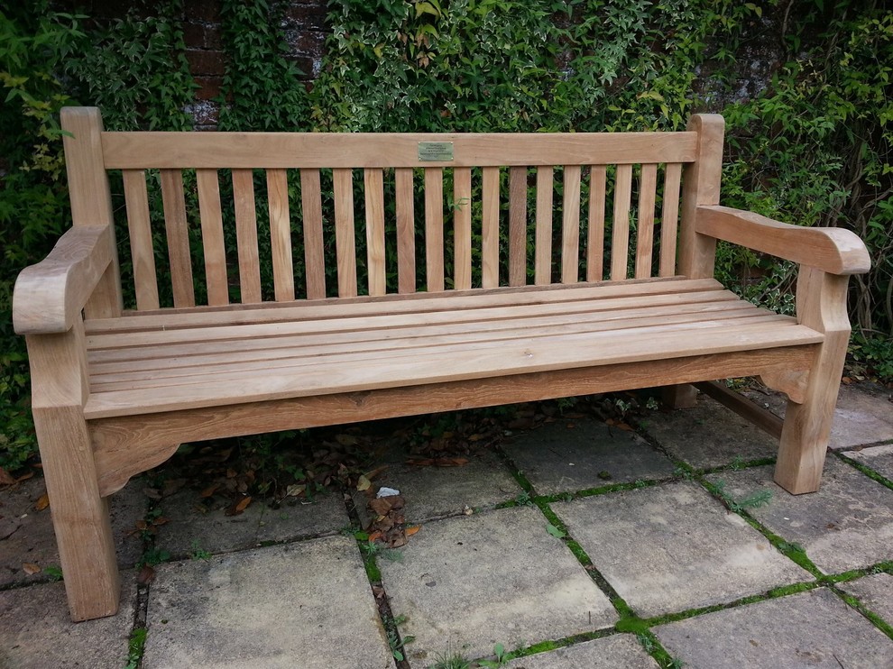 Brass Plaque Balmoral Park Bench 6ft Teak Street Bench 1.8m