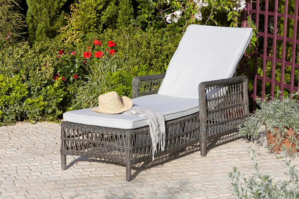 Caravella Rattan Effect Sun Lounger Rustic Patio London Houzz
