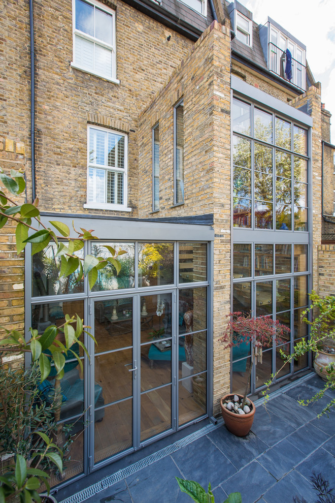 Eclectic house exterior in London.