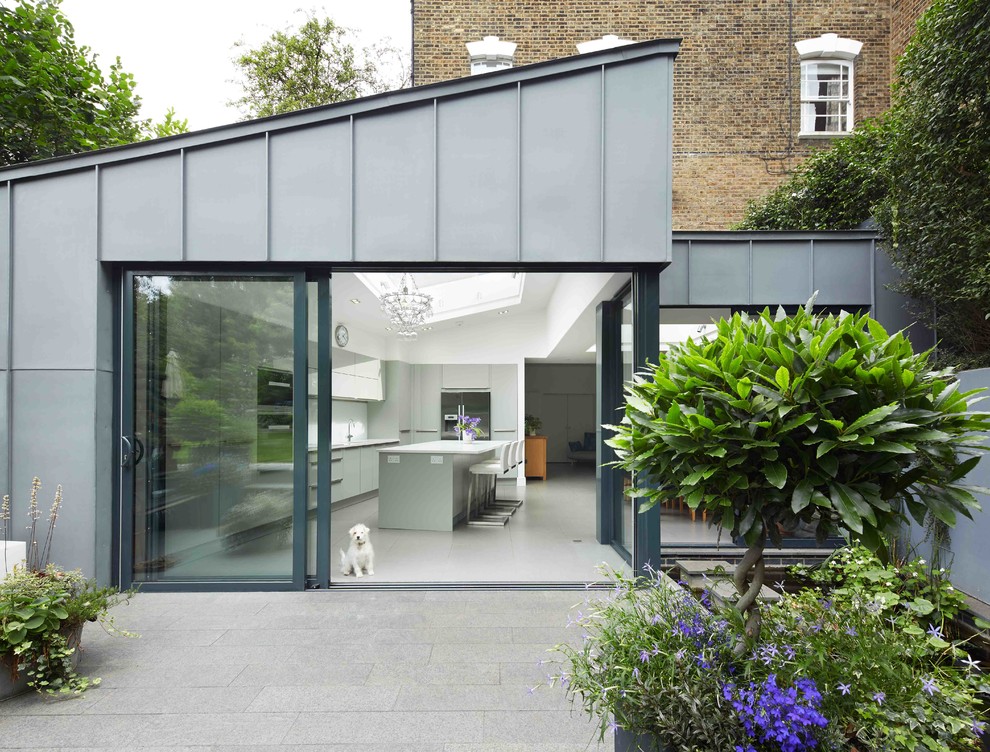 Idee per la casa con tetto a falda unica grigio contemporaneo con rivestimento in metallo