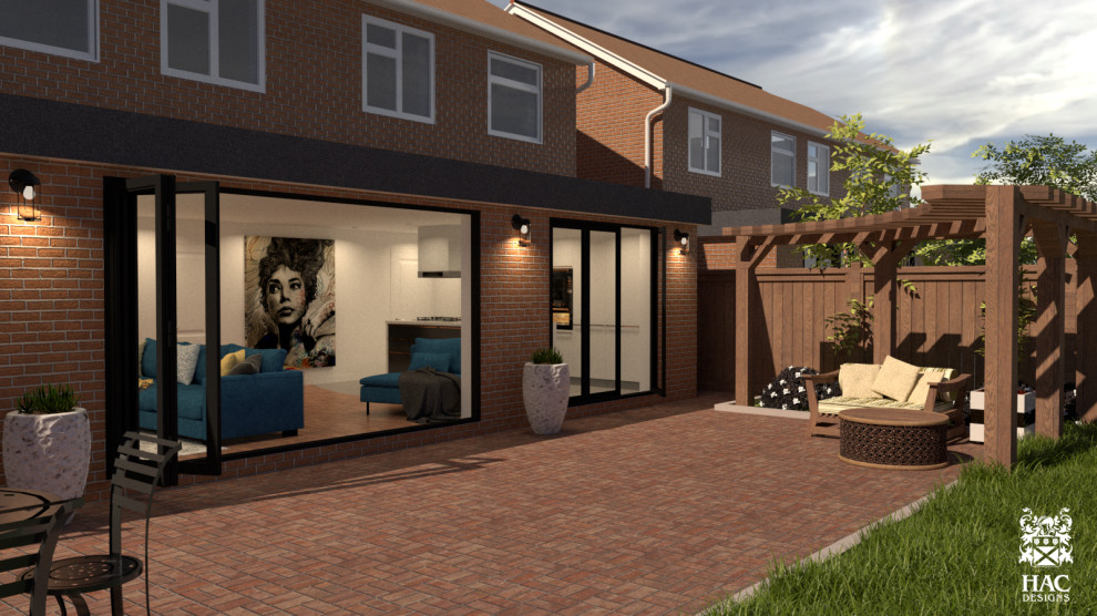 Design ideas for a classic brick house exterior in Berkshire with a flat roof.