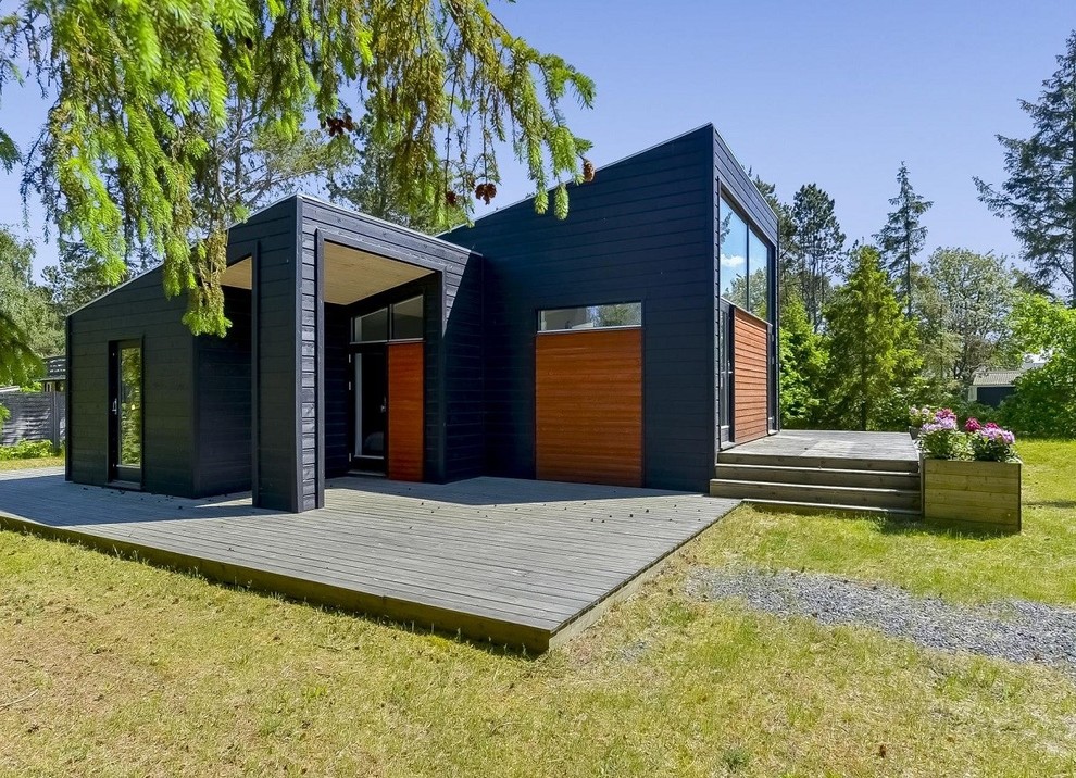 Стильный дизайн: дом в скандинавском стиле с односкатной крышей - последний тренд