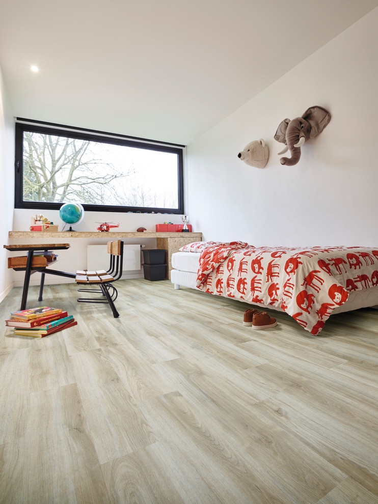 Photo of a contemporary kids' bedroom in Other with vinyl flooring.