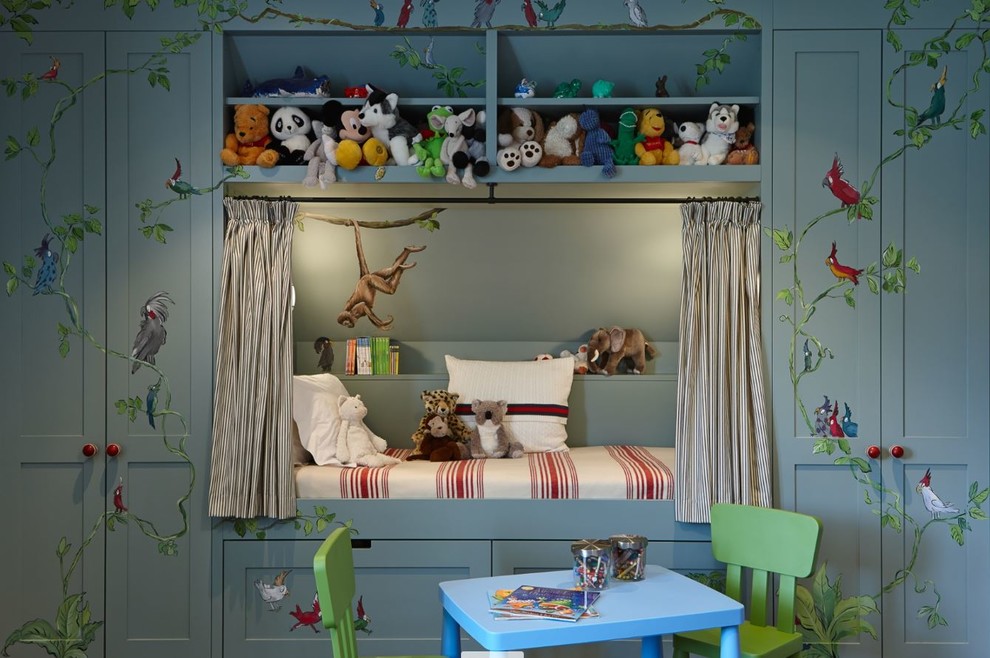 Medium sized classic kids' bedroom in London.