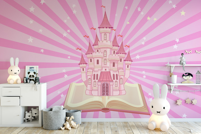 Princess Castle Wallpaper Mural Contemporary Kids Hampshire By Change Your Scenery Houzz - Princess Castle Wall Mural