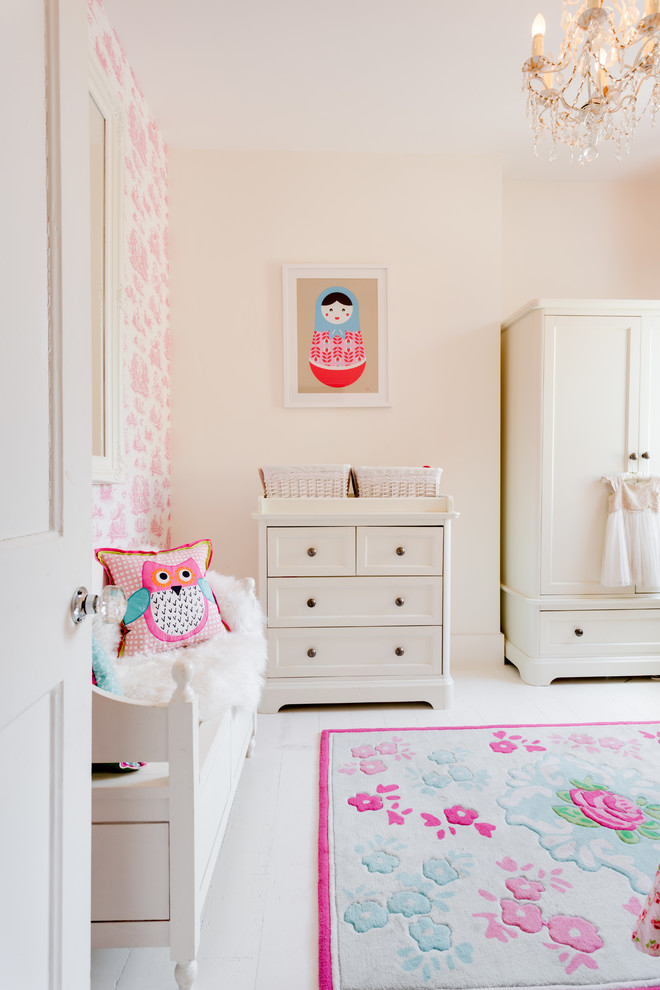 Cottage chic kids' room photo in London