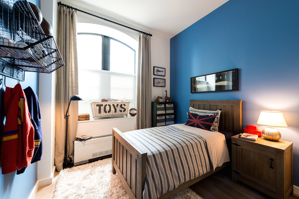 This is an example of a contemporary kids' bedroom in New York.