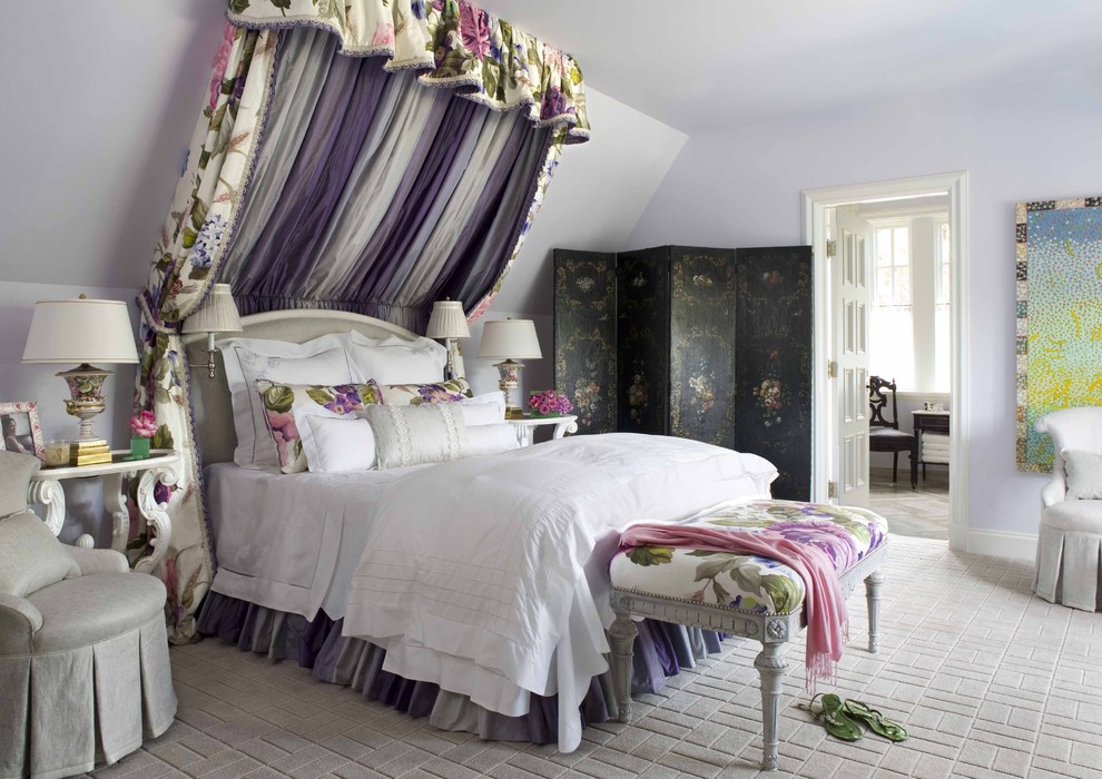 Elegant girl kids' room photo in Dallas with purple walls