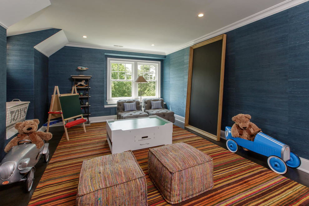 Modelo de dormitorio infantil de 4 a 10 años marinero con paredes azules