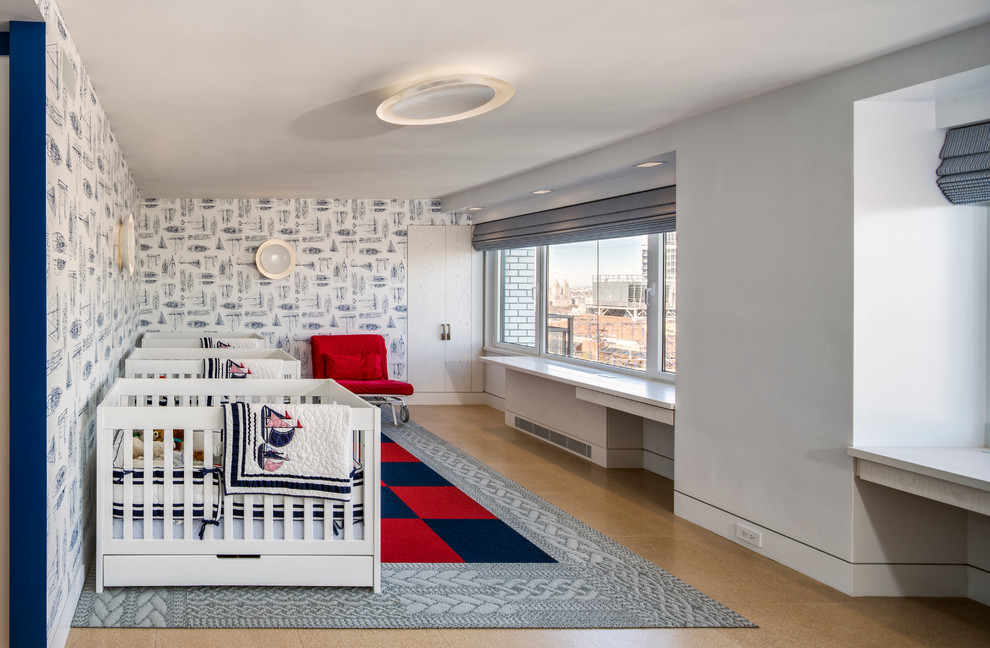 This is an example of a contemporary kids' bedroom in New York.