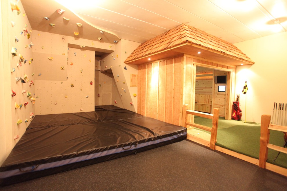Immagine di una cameretta per bambini da 4 a 10 anni minimal con pareti beige