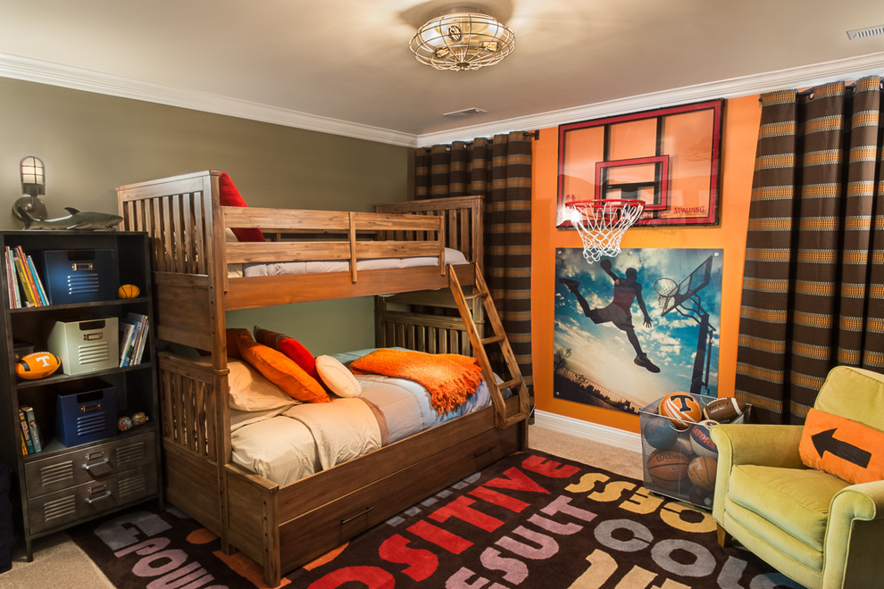 ボストンにあるトランジショナルスタイルのおしゃれな男の子の部屋 (二段ベッド) の写真