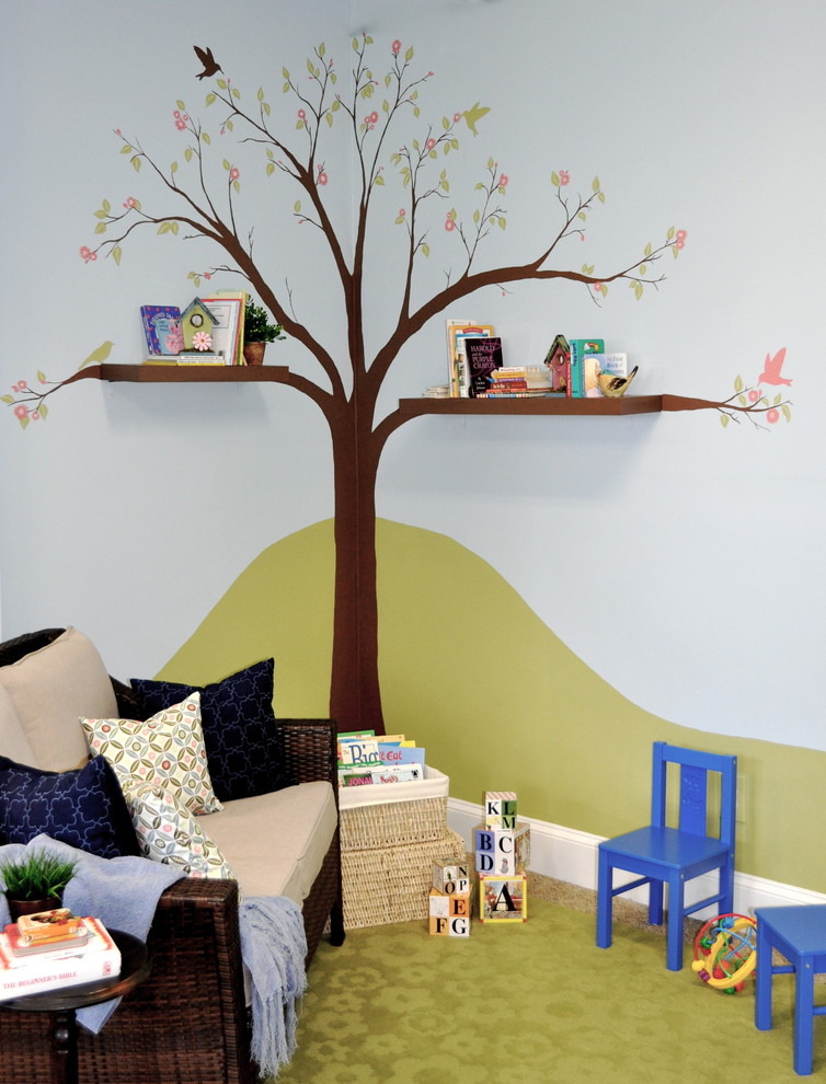 Idées déco pour une salle de jeux d'enfant contemporaine.