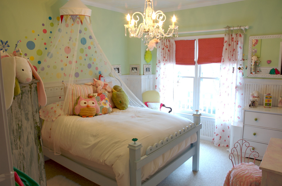 Kids' bedroom - eclectic kids' bedroom idea in Atlanta with green walls