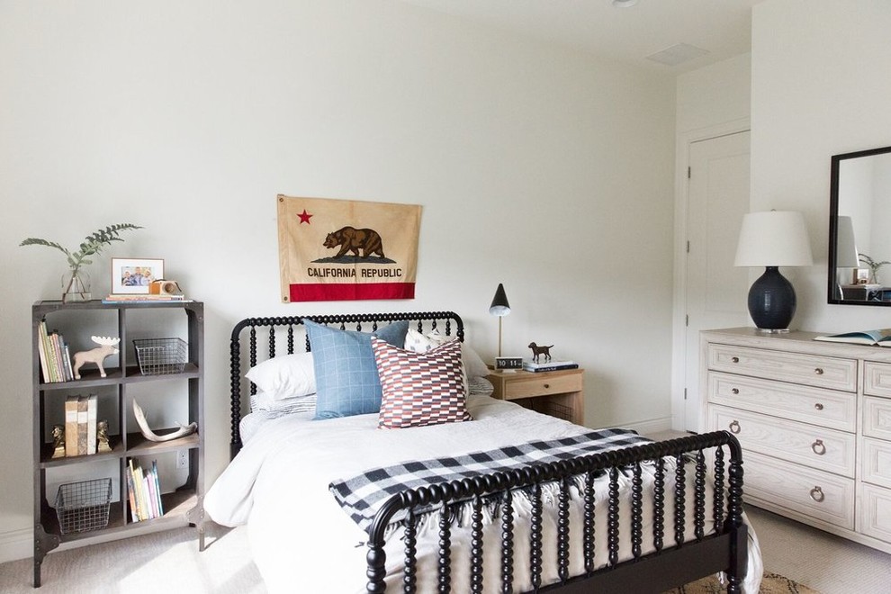 Inspiration for a coastal gender-neutral carpeted and beige floor kids' room remodel in Salt Lake City with white walls