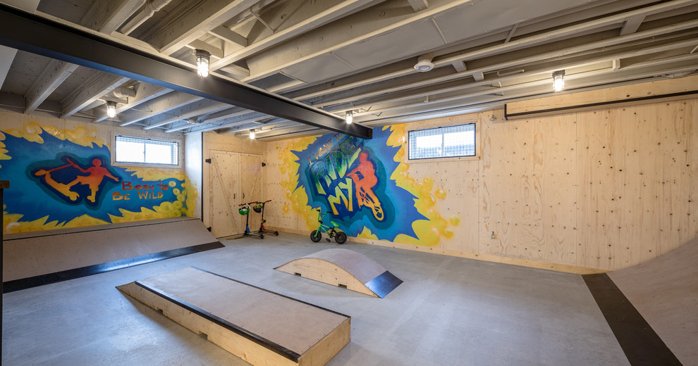 Neutrales, Mittelgroßes Industrial Jugendzimmer mit Spielecke und Betonboden in Ottawa