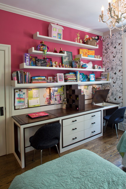 Bedroom with two sale desks