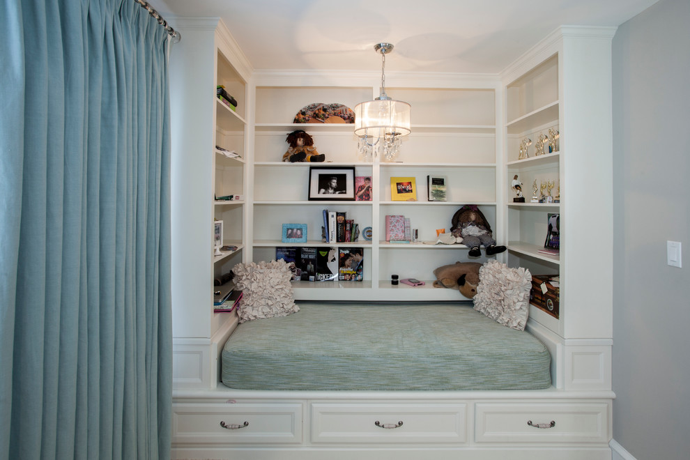 Small elegant girl kids' room photo in Philadelphia with gray walls